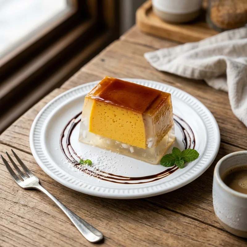 Rau Câu Dừa Nhân Bánh Flan